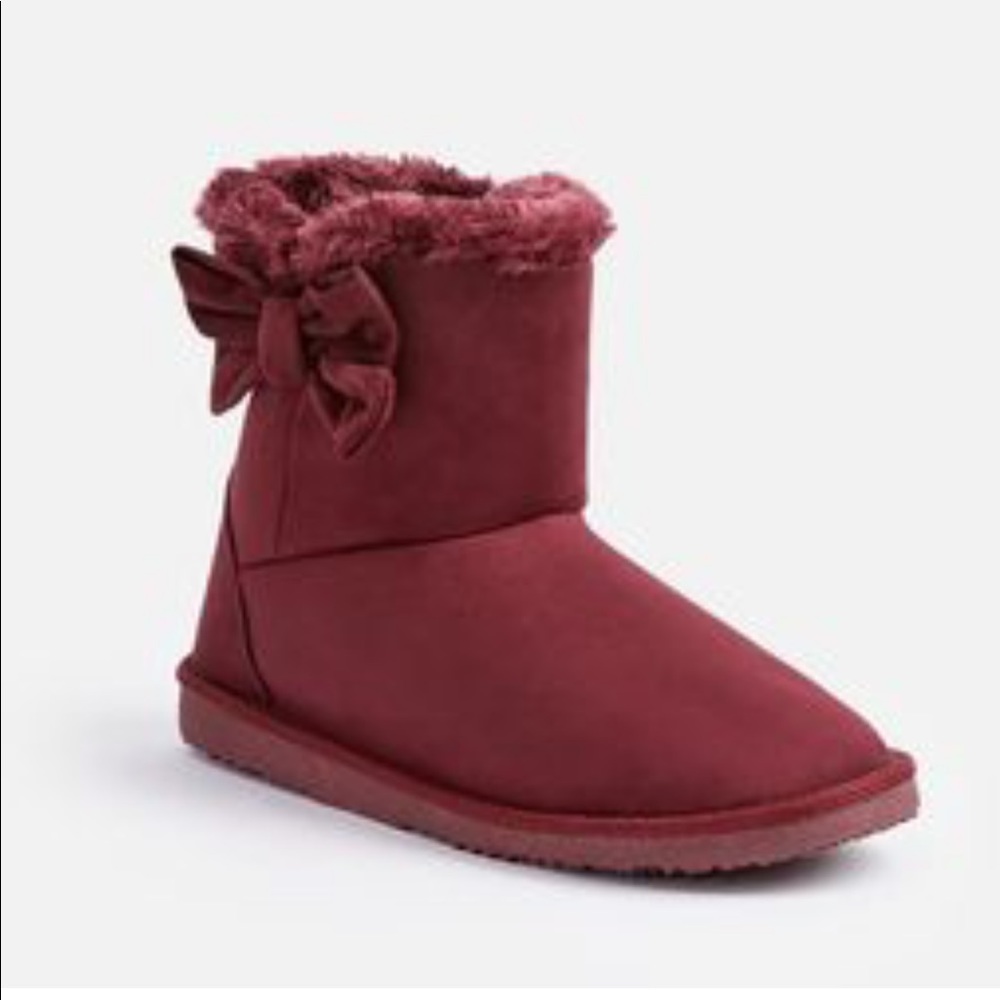 JustFab Fairbanks Fuzzie Burgundy Boots 9